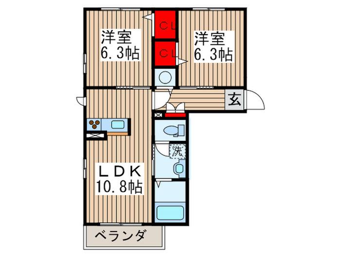 フラワーパレス(2LDK/3階)の間取り写真