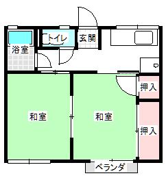 シティハイムカネコ(2K/1階)の間取り写真