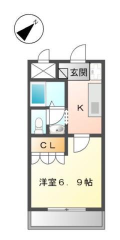 コンフォール戸手(1K/1階)の間取り写真