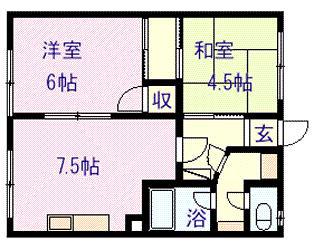 日の出マンションA・B(2DK/1階)の間取り写真
