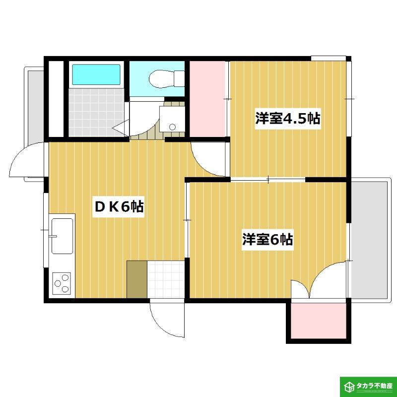 ピースコート南津留(2DK/3階)の間取り写真