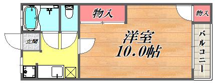 向川原土井マンション(1K/3階)の間取り写真