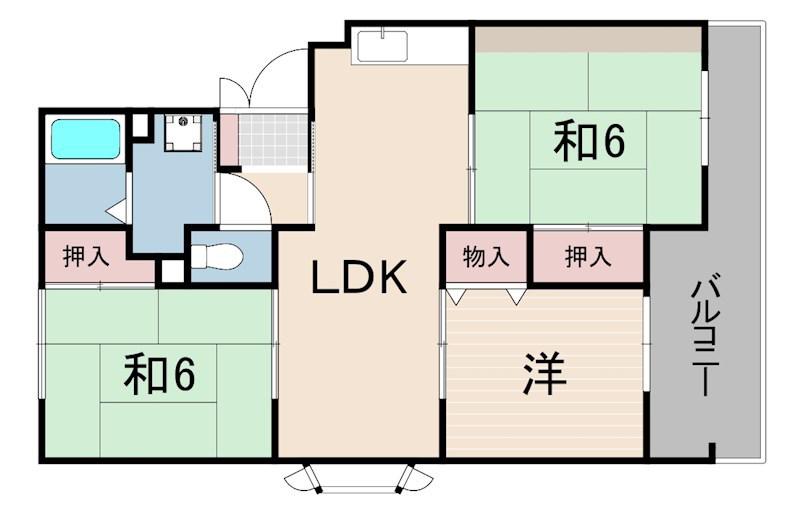 サニーハイツ高台(3LDK/3階)の間取り写真