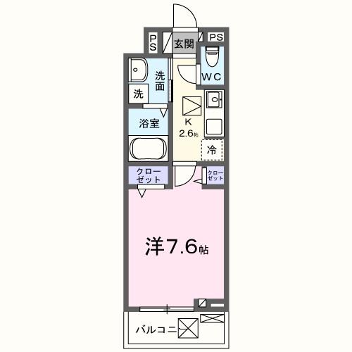 レッドパイン(1K/1階)の間取り写真