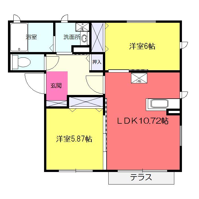 グレイスヴィラII(2LDK/1階)の間取り写真