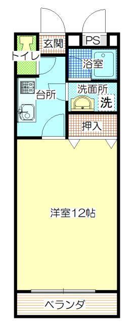 グリーンヒル乙黒(1K/2階)の間取り写真