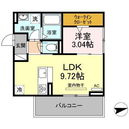 エスペランサ旭 A棟(1LDK/3階)の間取り写真