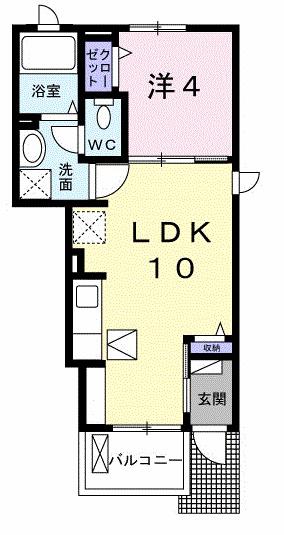 グランドペアレンツ浅井II A(1LDK/1階)の間取り写真
