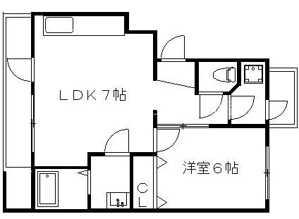 ヴィラナリー御崎(1DK/2階)の間取り写真