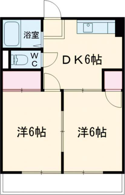 第13杉フラット(2DK/4階)の間取り写真
