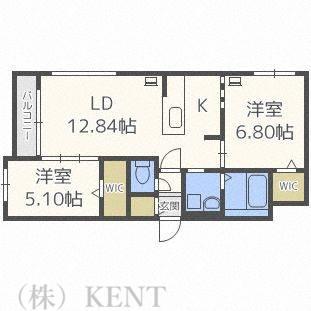ヴィアラ山の手77(2LDK/2階)の間取り写真