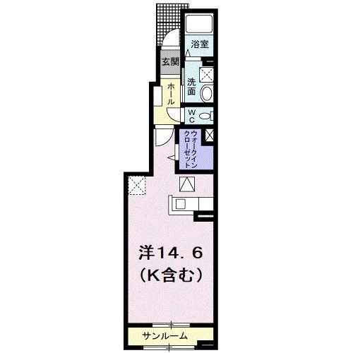 アーレアルク(ワンルーム/1階)の間取り写真
