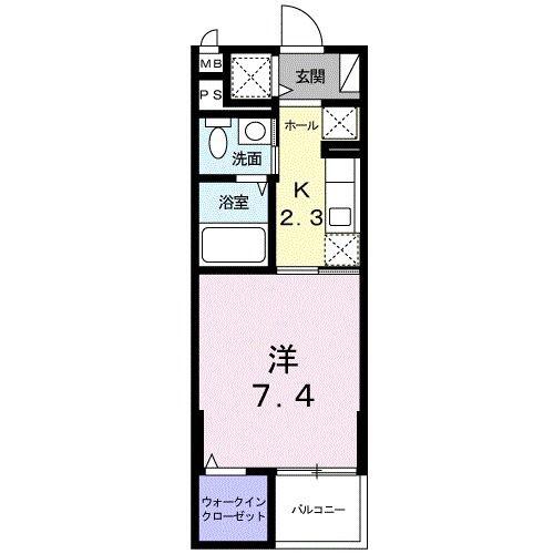ポンドサイドK(1K/5階)の間取り写真