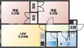 プラザイン南郷(2DK/4階)の間取り写真