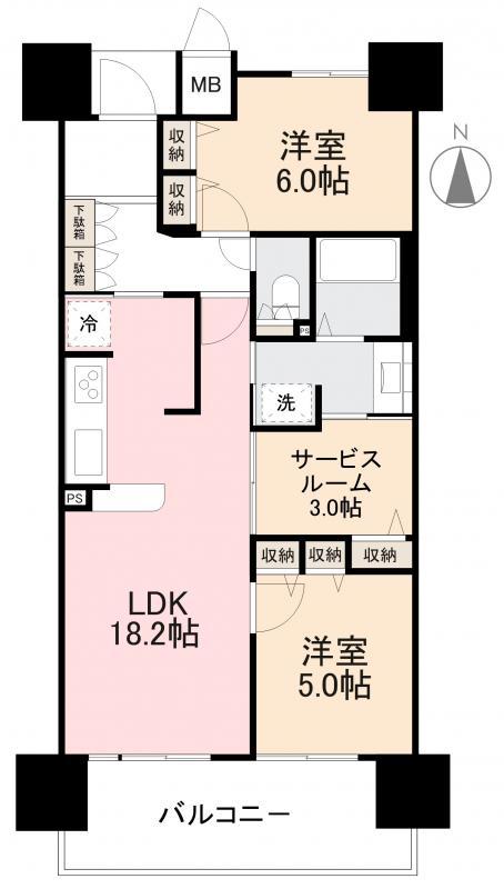 ロイヤルガーデン高松駅西オーシャンビュー壱番館1202号(2SLDK/12階)の間取り写真