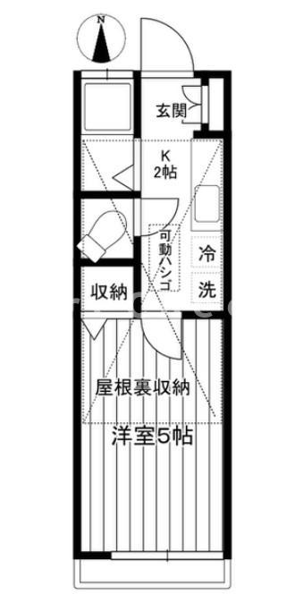 NOVAハイツ早稲田(1K/2階)の間取り写真