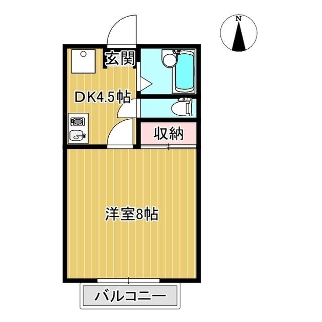 メゾンアンソレイエC(1K/1階)の間取り写真
