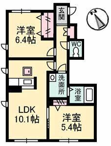 WITCH GARDEN(2LDK/1階)の間取り写真