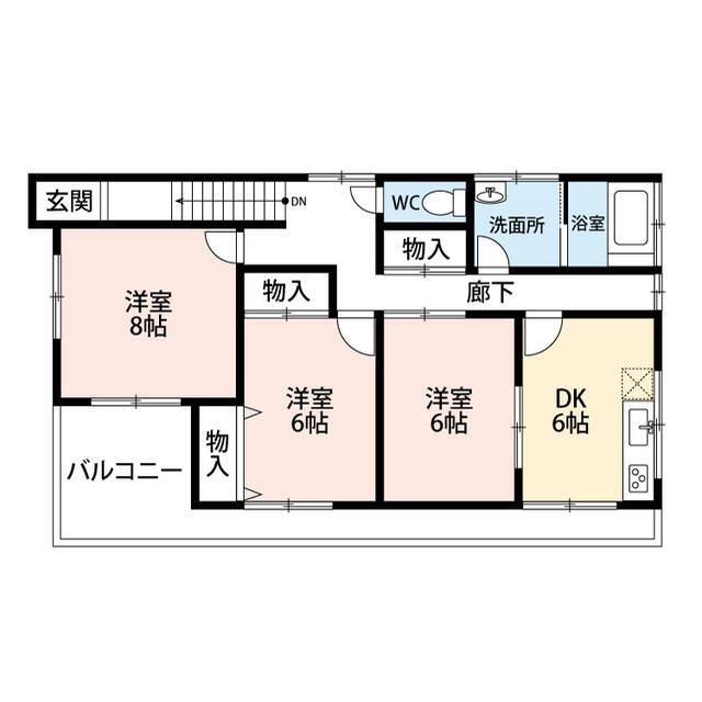 綾西4丁目アパート(3DK/2階)の間取り写真