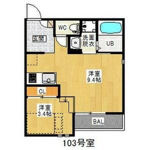GRANDTIC堀田(1LDK/1階)の間取り写真