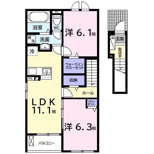 アイリス(2LDK/2階)の間取り写真
