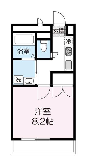 アンプルール・フェールリズ(1K/1階)の間取り写真