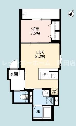 ROBOT HOME 小田急相模原(1LDK/1階)の間取り写真