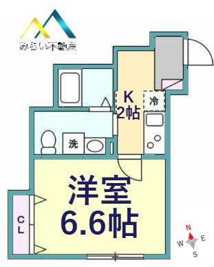 ベイルーム花月総持寺(1K/3階)の間取り写真