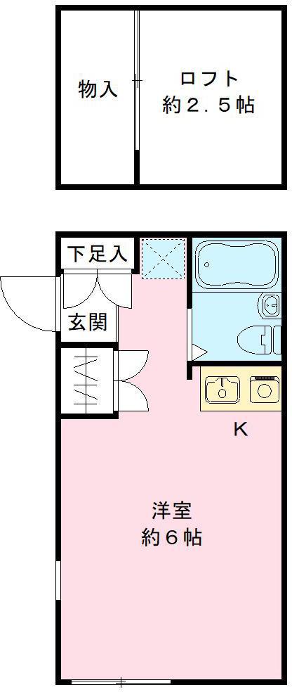 キャッスル青木(ワンルーム/2階)の間取り写真