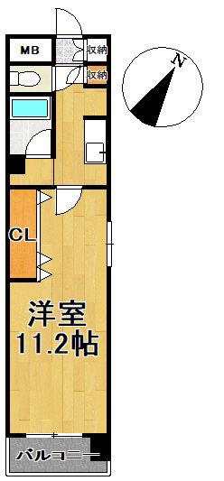 ヴィラ東中通(1K/4階)の間取り写真