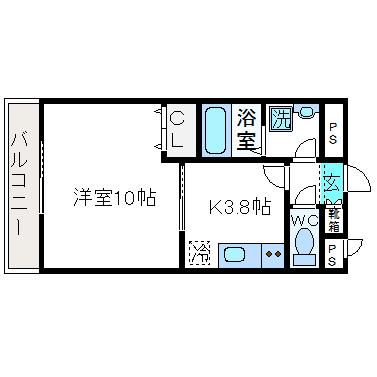 アムールハイムみちのり(1K/2階)の間取り写真