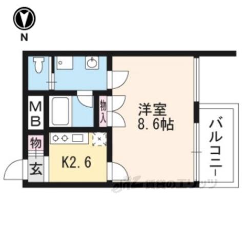 モノコモド御前B棟(1K/3階)の間取り写真