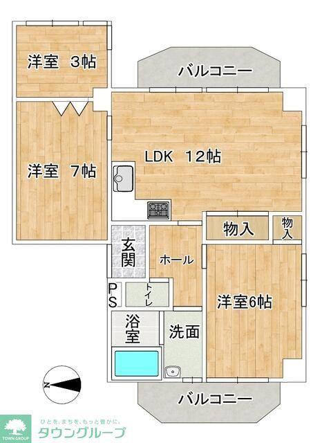 パレス富士見台(3LDK/2階)の間取り写真