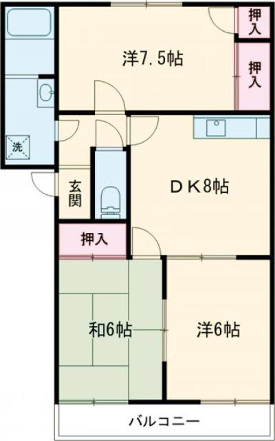 へーベルメゾン東加古川(3DK/2階)の間取り写真