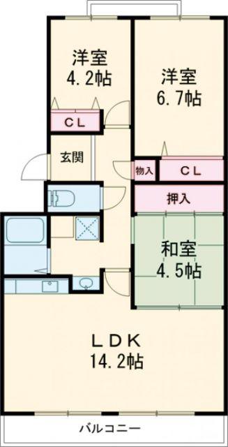 エステートプラザ中野(3LDK/2階)の間取り写真