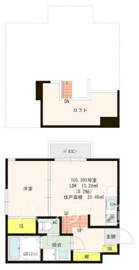 エスクラス井尻(1LDK/2階)の間取り写真