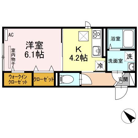 D MAISON 西崎(1K/1階)の間取り写真