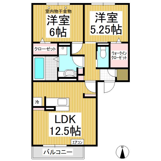 シエル・ブルー(2LDK/2階)の間取り写真