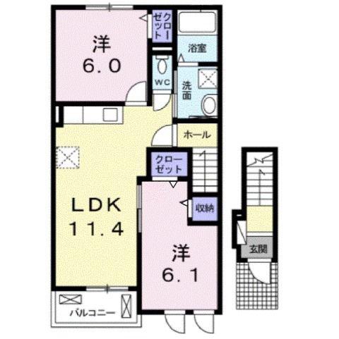 マール・フレスクーラA(2LDK/2階)の間取り写真