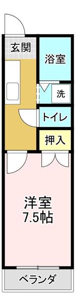 スプリングコート II(1K/2階)の間取り写真