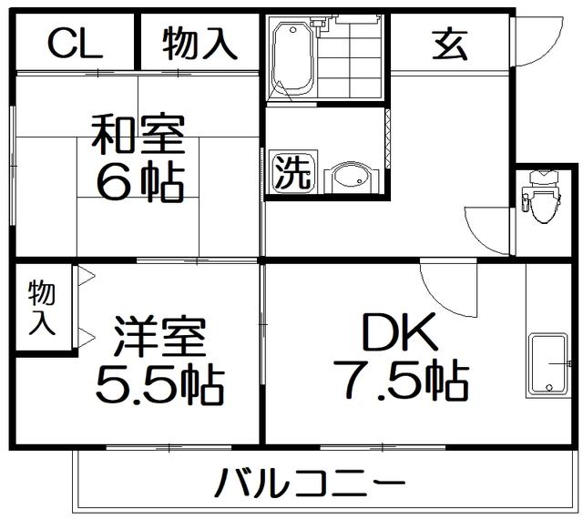 レジデンスJOY(2DK/2階)の間取り写真