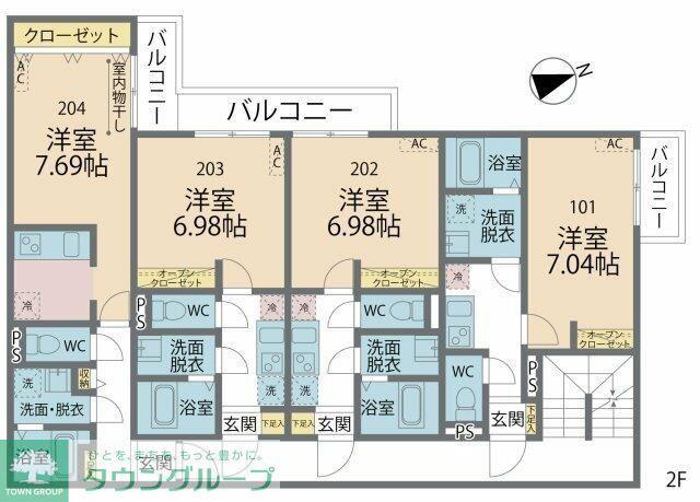 カインドネス橋本II(1K/2階)の間取り写真