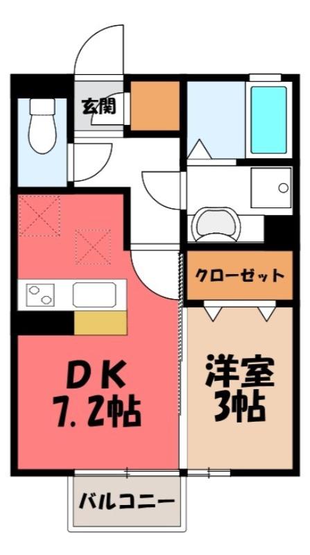 コ・クリエ B(1DK/1階)の間取り写真