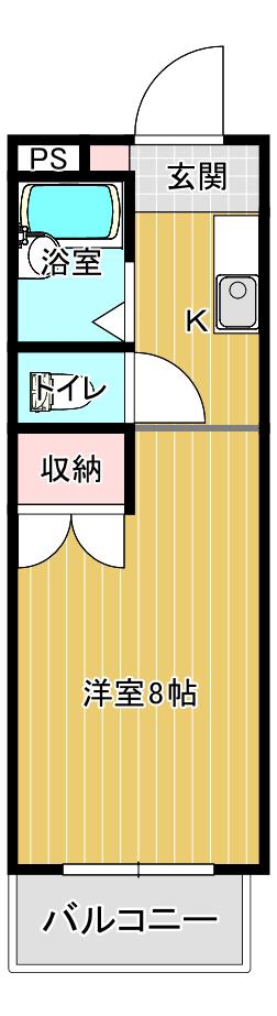 スタジアムI(1K/1階)の間取り写真