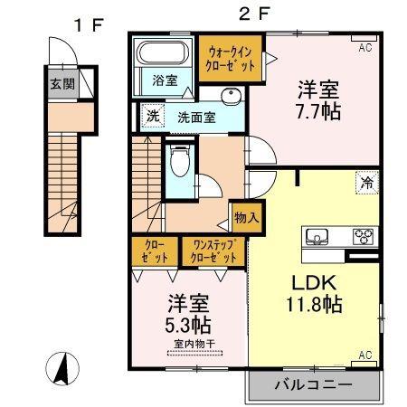 コンフォール セジュール(2LDK/2階)の間取り写真