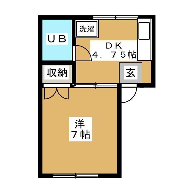 ベルカーサA(1DK/2階)の間取り写真