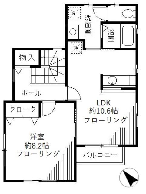 マノワール(1LDK/2階)の間取り写真