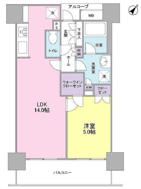 LASANTE五反田(1LDK/14階)の間取り写真