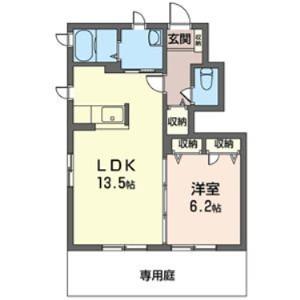 スカイハイツC(1LDK/1階)の間取り写真