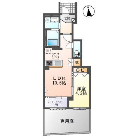 ティーノ フェリーチェ 33(1LDK/1階)の間取り写真